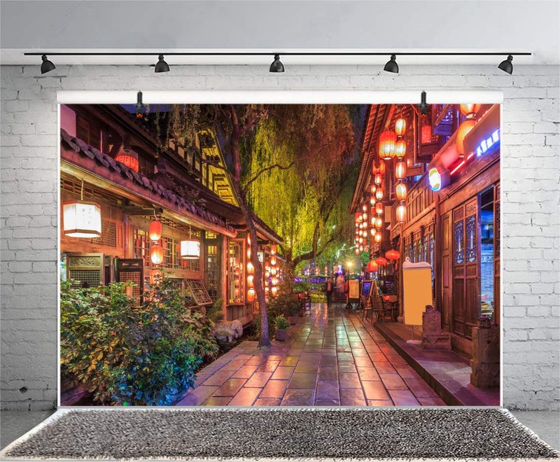 Yeele 10x8ft Chinese Style Backdrop Ancient Town Night View Antique Alley Lantern Background for Photography Kids Adult Travel Photo Booth Shoot Vinyl Studio Props - Image 3